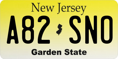 NJ license plate A82SNO