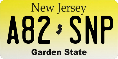 NJ license plate A82SNP