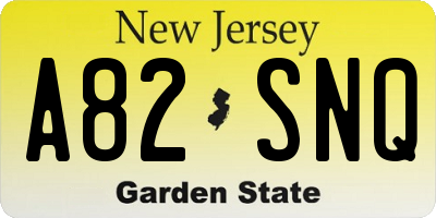 NJ license plate A82SNQ