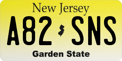 NJ license plate A82SNS