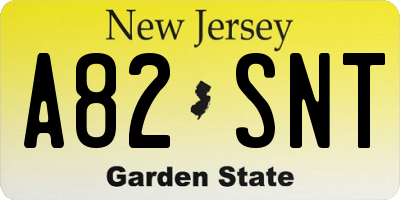 NJ license plate A82SNT