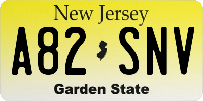 NJ license plate A82SNV