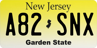 NJ license plate A82SNX