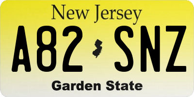 NJ license plate A82SNZ