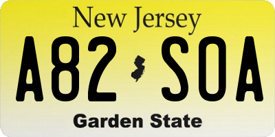 NJ license plate A82SOA