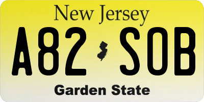NJ license plate A82SOB