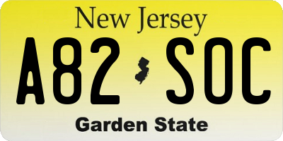 NJ license plate A82SOC