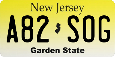NJ license plate A82SOG