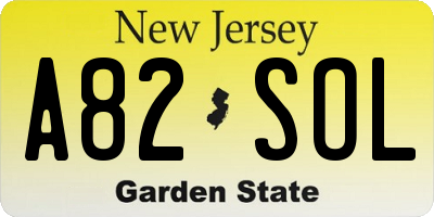 NJ license plate A82SOL