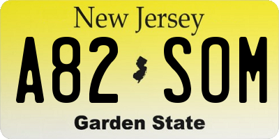NJ license plate A82SOM