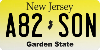 NJ license plate A82SON