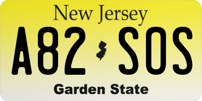 NJ license plate A82SOS