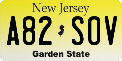 NJ license plate A82SOV