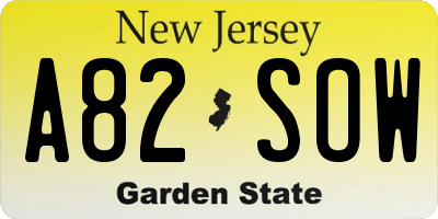 NJ license plate A82SOW
