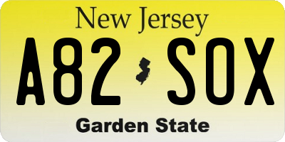 NJ license plate A82SOX