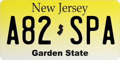 NJ license plate A82SPA