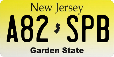 NJ license plate A82SPB