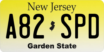 NJ license plate A82SPD
