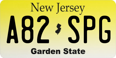 NJ license plate A82SPG