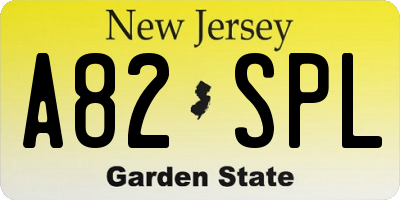 NJ license plate A82SPL