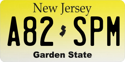 NJ license plate A82SPM