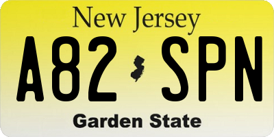 NJ license plate A82SPN