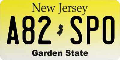 NJ license plate A82SPO
