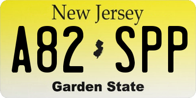 NJ license plate A82SPP