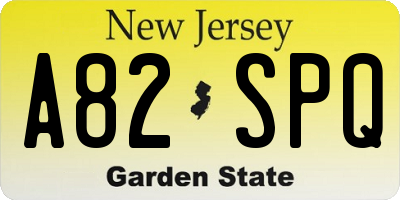 NJ license plate A82SPQ