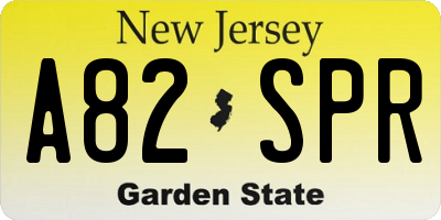 NJ license plate A82SPR