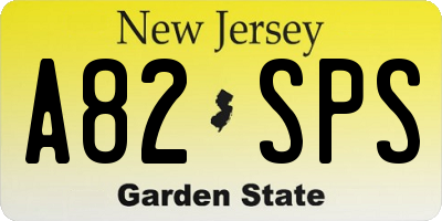 NJ license plate A82SPS