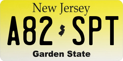 NJ license plate A82SPT