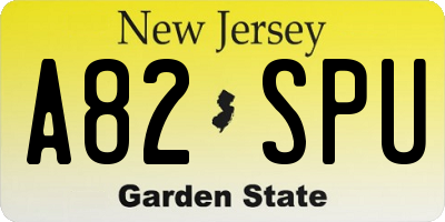 NJ license plate A82SPU
