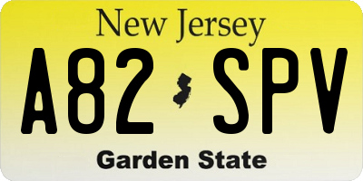 NJ license plate A82SPV