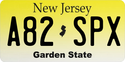 NJ license plate A82SPX
