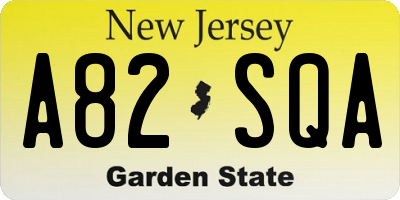 NJ license plate A82SQA