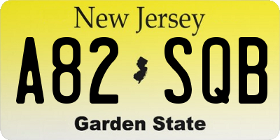 NJ license plate A82SQB