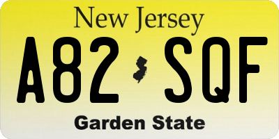 NJ license plate A82SQF