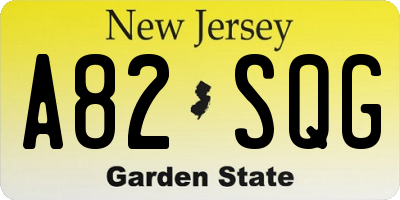 NJ license plate A82SQG