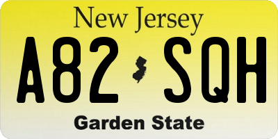 NJ license plate A82SQH
