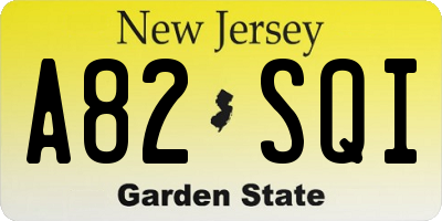 NJ license plate A82SQI