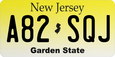 NJ license plate A82SQJ