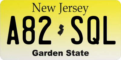 NJ license plate A82SQL
