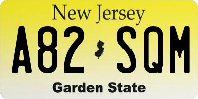 NJ license plate A82SQM