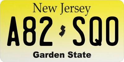 NJ license plate A82SQO