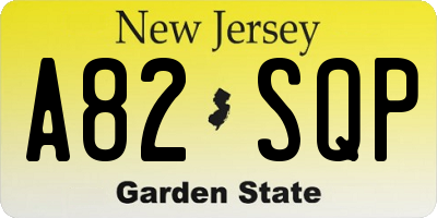 NJ license plate A82SQP
