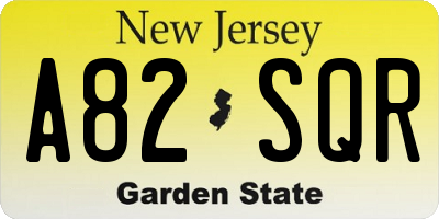 NJ license plate A82SQR