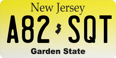 NJ license plate A82SQT