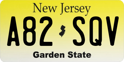 NJ license plate A82SQV