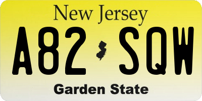 NJ license plate A82SQW